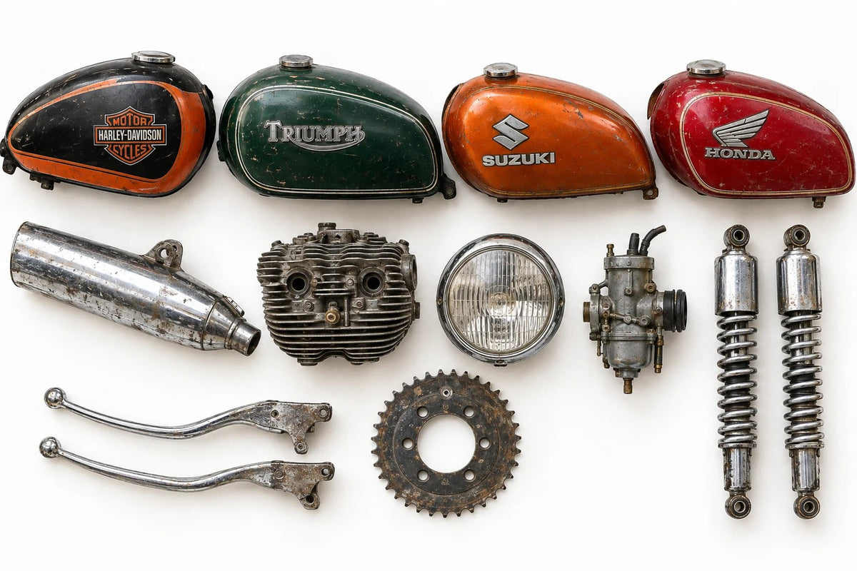 Used parts for Harley-Davidson, Triumph, Suzuki and Honda